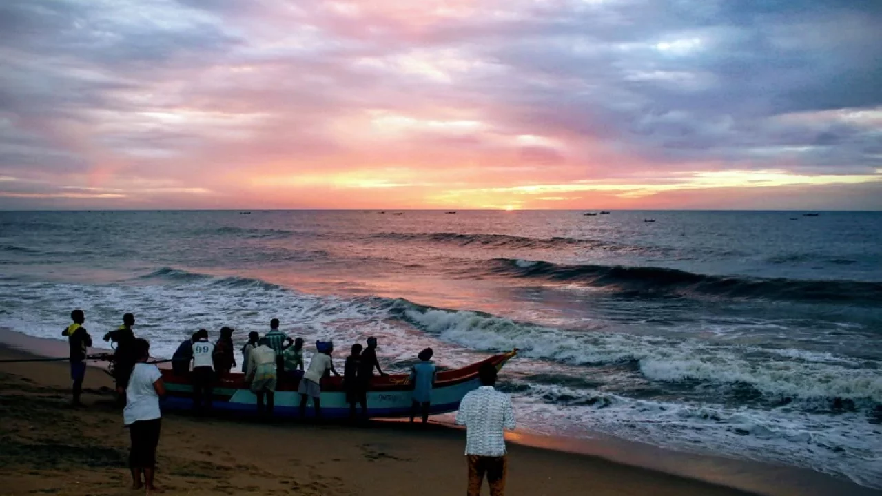 A beach with a scenic sunset Beach